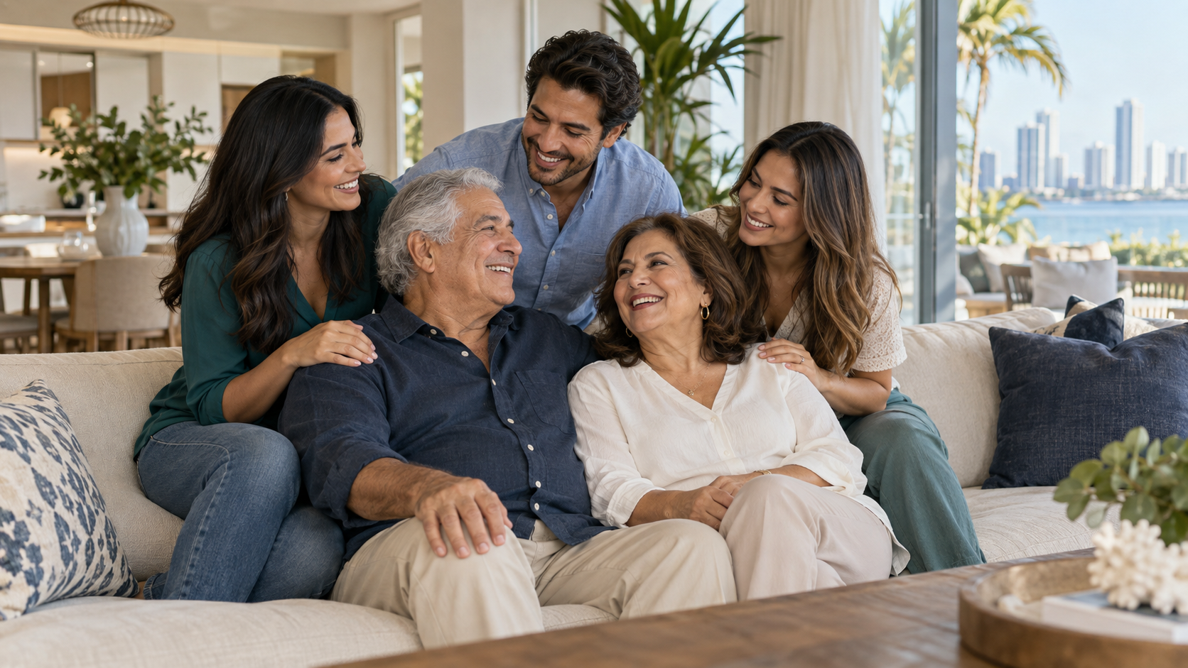 Familia multigeneracional compartiendo un momento juntos